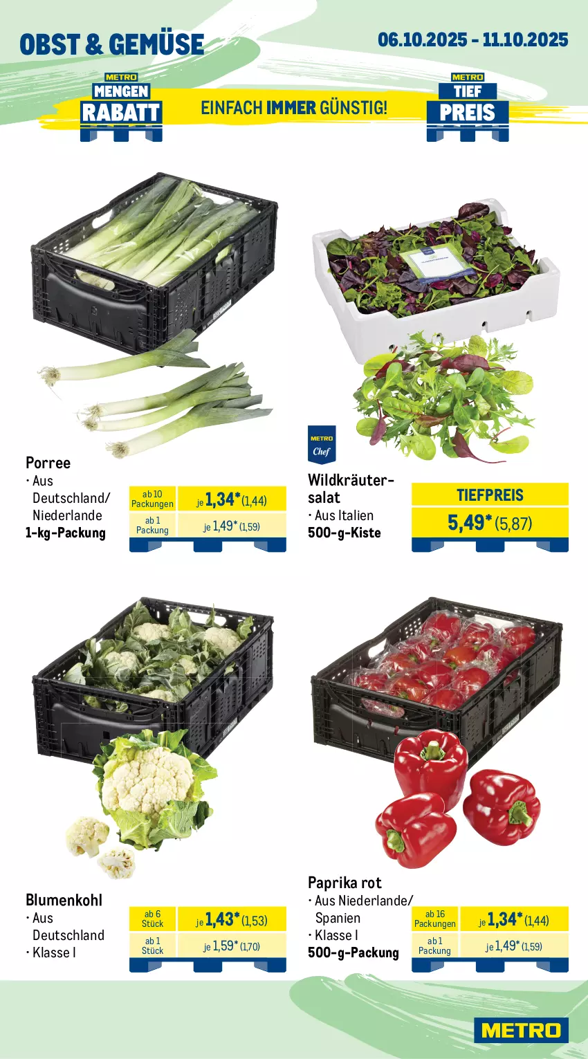 Aktueller Prospekt Metro - Wochen-Angebote - von 06.10 bis 11.10.2025 - strona 8 - produkty: blume, blumen, blumenkohl, decke, eis, kräuter, obst, paprika, paprika rot, pfanne, pfannen, pilze, reis, salat, schnitten, Ti, tiefpreis, Wild