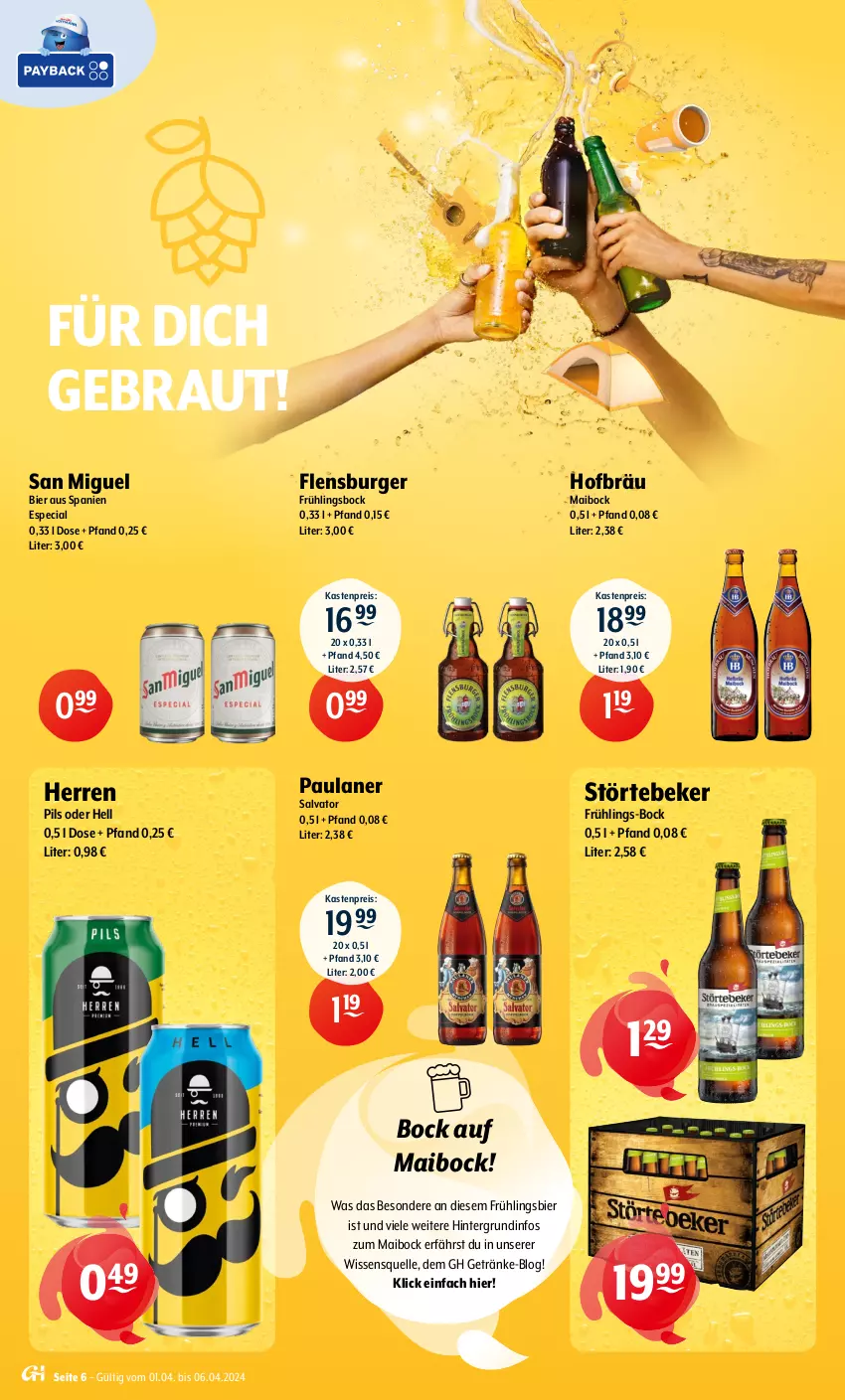 Aktueller Prospekt Getraenke Hoffmann - Prospekte - von 02.04 bis 06.04.2024 - strona 6 - produkty: bier, burger, eis, elle, flensburger, getränk, getränke, Paula, paulaner, pils, reis, störtebeker, Ti