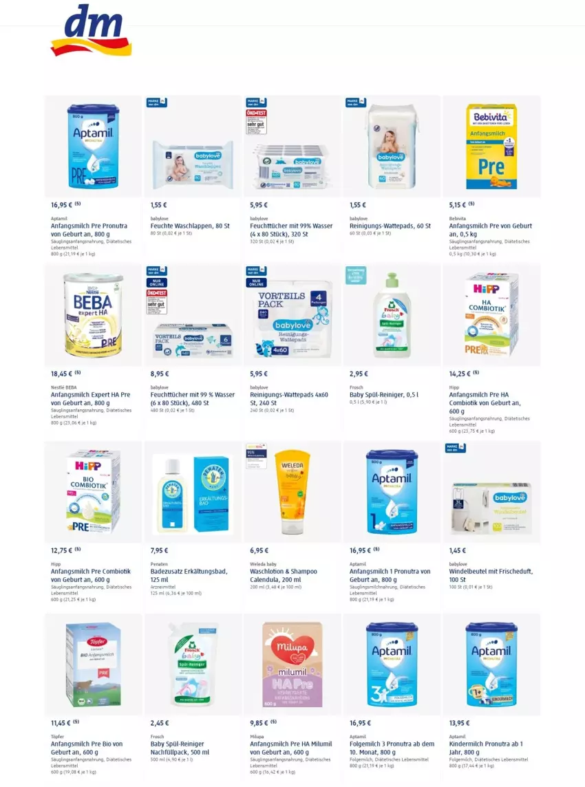 Aktueller Prospekt Dm Drogerie - Prospekte - von 03.02 bis 09.02.2022 - strona 8 - produkty: Babylove, Bad, Beba, bebivita, beutel, bio, Calendula, Erkältungs, Erkältungsbad, feuchttücher, folgemilch, Frosch, hipp, Kinder, kindermilch, lebensmittel, LG, Lotion, milch, penaten, reiniger, Reinigung, shampoo, Ti, tisch, tücher, vita, waschlappen, Waschlotion, wasser, wattepads, weleda