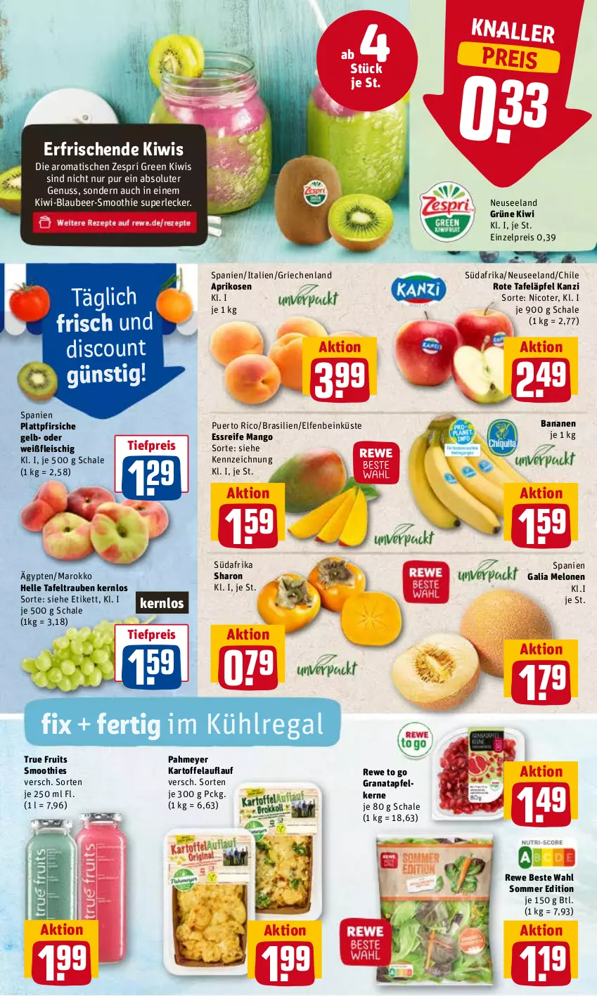 Aktueller Prospekt Rewe - REWE Ihr Kaufpark - von 27.06 bis 02.07.2022 - strona 2 - produkty: apfel, aprikose, aprikosen, banane, bananen, Blaubeer, discount, eis, Elan, elle, fleisch, galia melonen, grana, granatapfel, granatapfelkerne, kartoffel, kiwi, kühlregal, mango, melone, melonen, nuss, pfirsich, pfirsiche, plattpfirsiche, Rana, regal, reis, rewe beste wahl, rote tafeläpfel, Schal, Schale, smoothie, smoothies, tafeläpfel, tafeltrauben, Ti, tiefpreis, tisch, trauben, true fruits, zespri