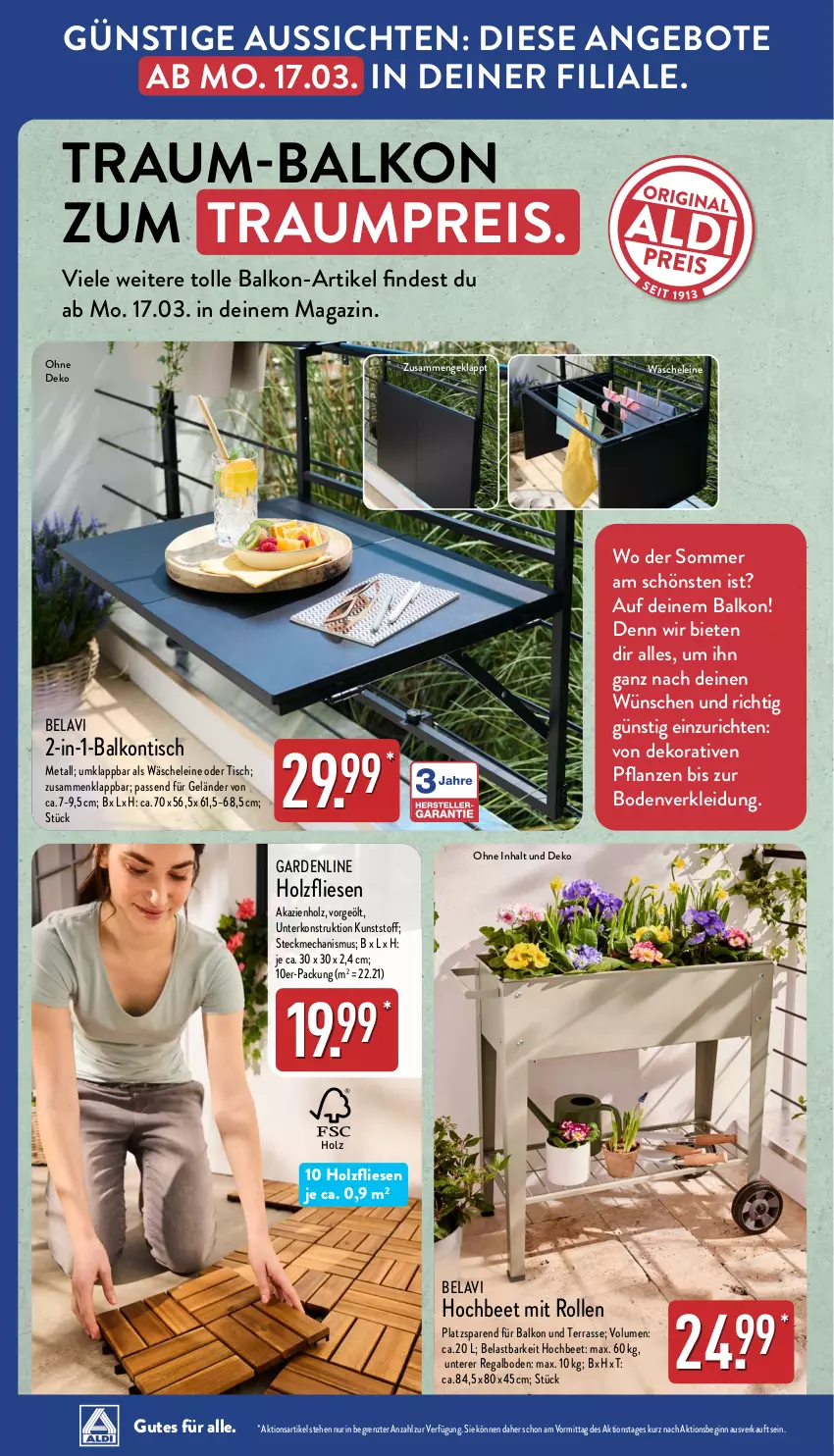 Aktueller Prospekt Aldi Nord - Von Montag - von 03.03 bis 08.03.2025 - strona 26 - produkty: angebot, angebote, eis, gin, Holz, kleid, Kleidung, leine, magazin, pflanze, pflanzen, regal, reis, Ti, tisch, ZTE