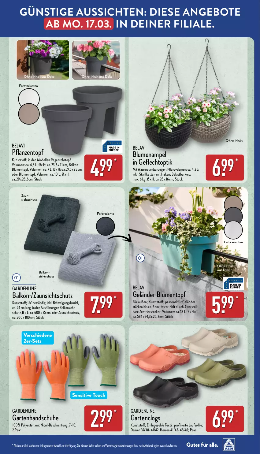 Aktueller Prospekt Aldi Nord - Von Montag - von 03.03 bis 08.03.2025 - strona 27 - produkty: angebot, angebote, blume, blumen, Blumenampel, Clogs, dell, elle, Garten, gin, handschuhe, Kette, Mode, pflanze, pflanzen, Ria, schuhe, Ti, topf, wasser, ZTE