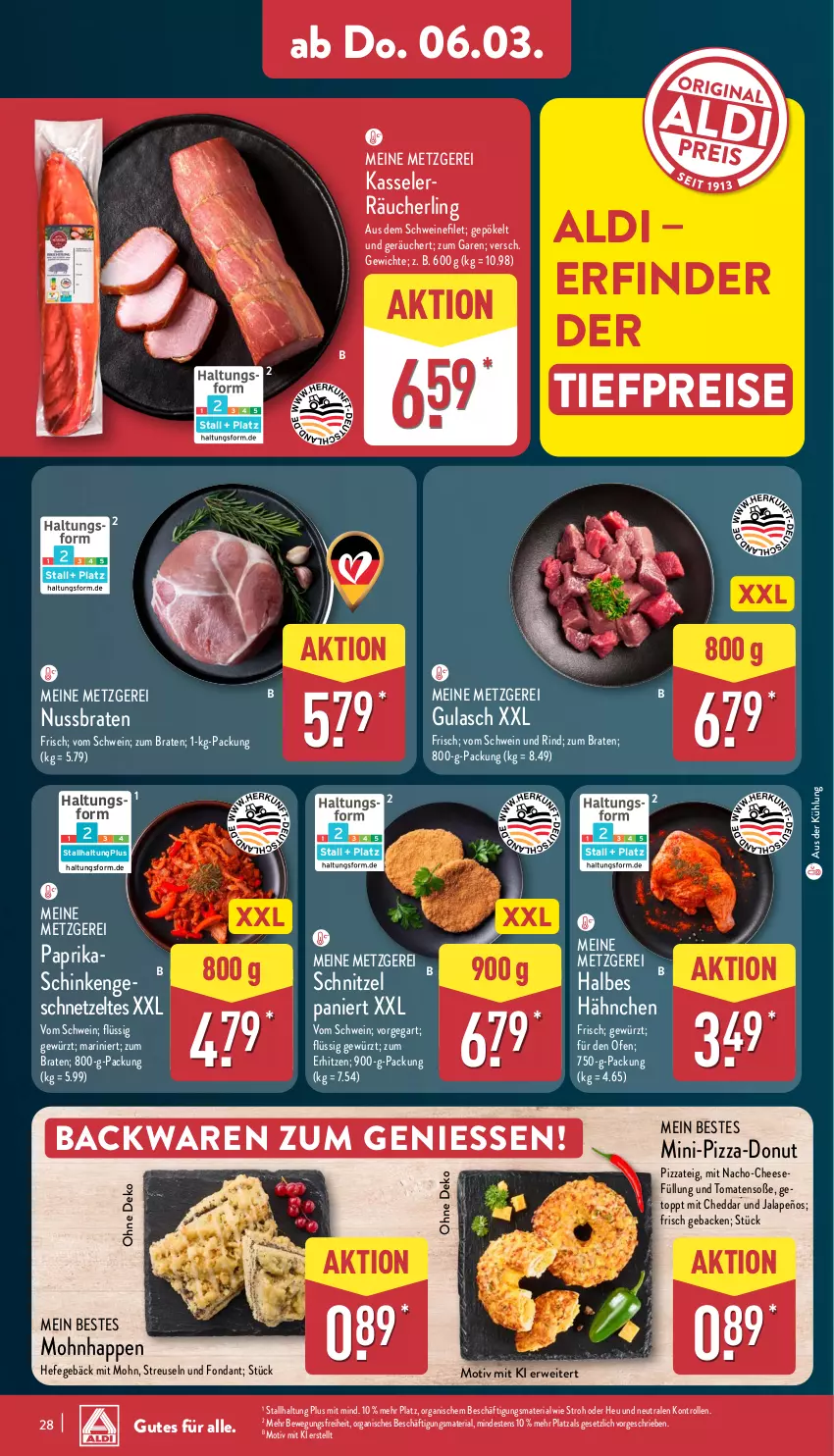 Aktueller Prospekt Aldi Nord - Von Montag - von 03.03 bis 08.03.2025 - strona 30 - produkty: aldi, backwaren, bio, braten, cheddar, Donut, eis, filet, geback, gewürz, gulasch, Hefe, Heu, jalapeño, kasseler, nacho, nuss, Ofen, paprika, pizza, Pizzateig, Räucherling, reis, Ria, rind, rwe, schinken, schnitzel, schwein, schwein und rind, schweine, schweinefilet, Soße, Ti, tiefpreis, tomate, tomaten, vom schwein und rind, wein, weine, Zelt