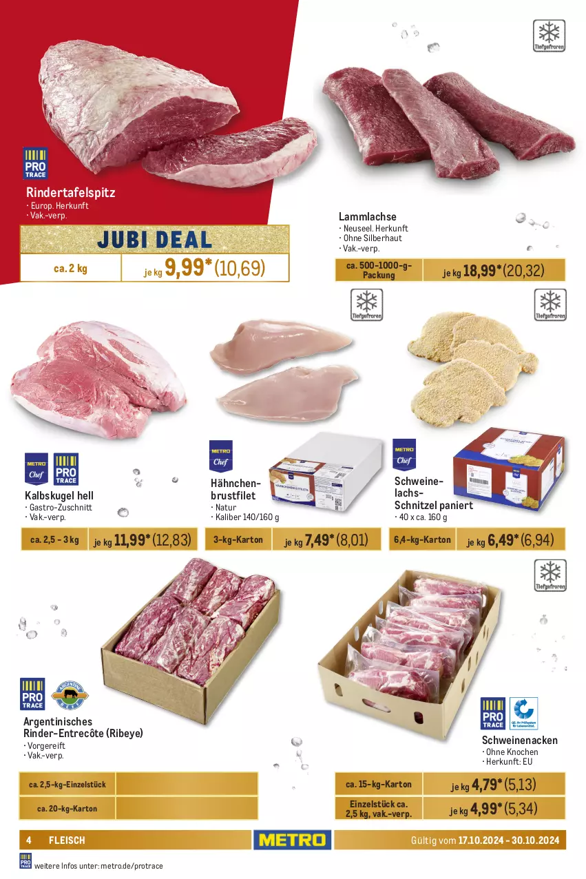 Aktueller Prospekt Metro - GastroJournal - von 17.10 bis 30.10.2024 - strona 4 - produkty: brustfilet, eis, entrecôte, filet, fleisch, hähnchenbrust, hähnchenbrustfilet, Kugel, lachs, lamm, lammlachse, Metro, natur, rind, rinder, schnitzel, schwein, schweine, Schweinelachs, schweinenacken, tafelspitz, Ti, wein, weine