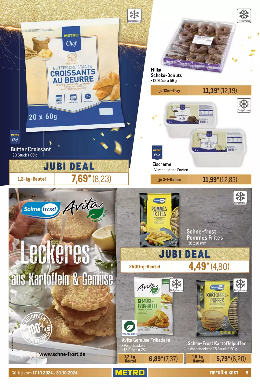 Aktueller Prospekt Metro - GastroJournal - von 17.10 bis 30.10.2024 - strona 9 - produkty: angebot, angebote, beutel, butter, cola, coupon, creme, Croissant, decke, dell, Donut, donuts, eis, eiscreme, elle, geback, kartoffel, kartoffelpuffer, limette, limetten, Metro, Mett, metten, milka, möhren, obst, pommes, Pommes Frites, reis, rispentomaten, rucola, sac, schoko, Ti, tiefkühlkost, tomate, tomaten, vita