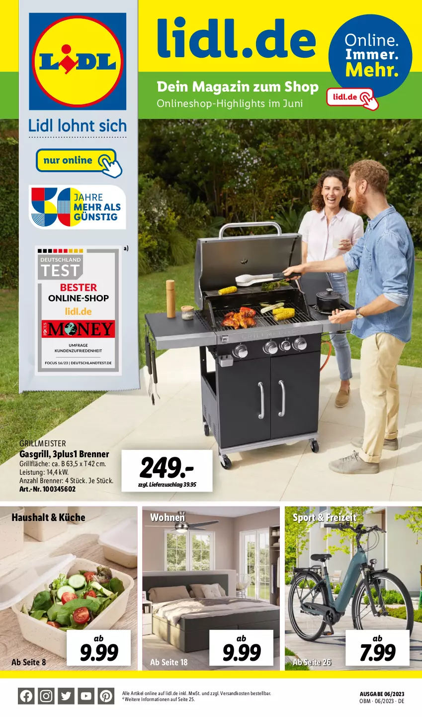 Aktueller Prospekt Lidl - Juni-Highlights im Onlineshop - von 01.06 bis 30.06.2023 - strona 1 - produkty: eis, gasgrill, grill, grillfläche, küche, magazin, Meister, ndk, Sport, Ti