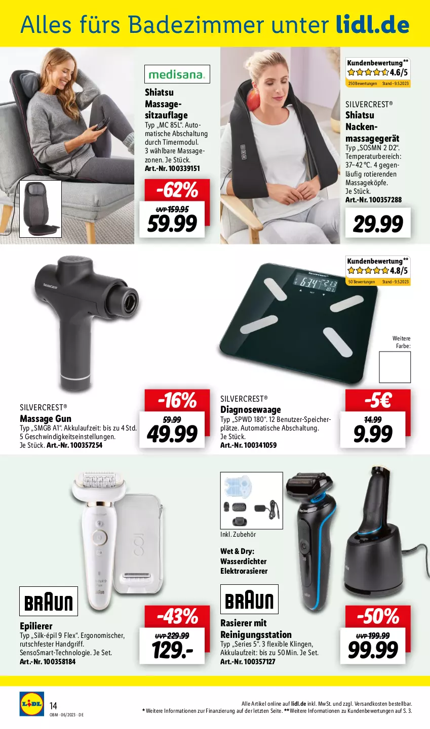 Aktueller Prospekt Lidl - Juni-Highlights im Onlineshop - von 01.06 bis 30.06.2023 - strona 14 - produkty: akku, auto, Bad, Elektro, epilierer, Massagegerät, ndk, rasierer, Reinigung, Schal, silvercrest, Sitzauflage, Ti, Tiere, timer, tisch, Waage, wasser, ZTE