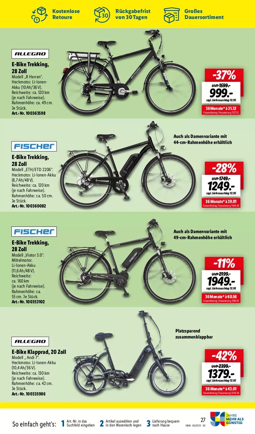 Aktueller Prospekt Lidl - Juni-Highlights im Onlineshop - von 01.06 bis 30.06.2023 - strona 27 - produkty: akku, auer, dell, E-Bike, eis, Klapprad, korb, Mode, Ria, rwe, Ti