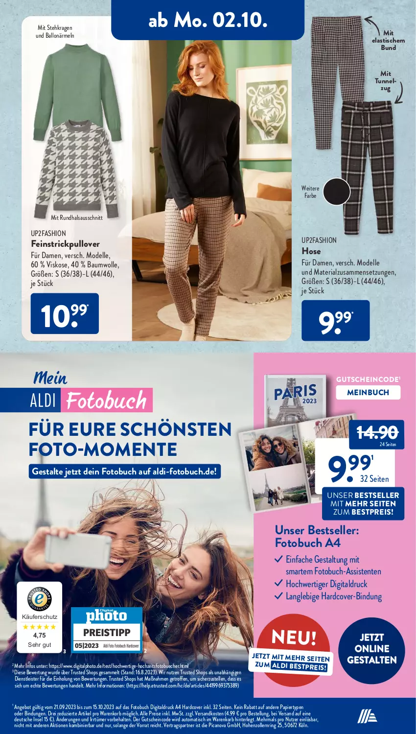 Aktueller Prospekt AldiSud - NÄCHSTE WOCHE - von 02.10 bis 07.10.2023 - strona 22 - produkty: aldi, angebot, asti, auto, ball, Bau, baumwolle, bestpreis, buch, dell, eis, elle, ente, Fotobuch, gutschein, hose, korb, Mode, ndk, papier, Pullover, reis, Ria, ring, Strickpullover, Ti, tisch, up2fashion, wolle