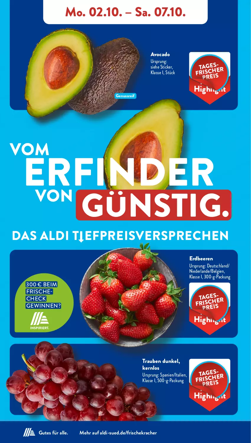 Aktueller Prospekt AldiSud - NÄCHSTE WOCHE - von 02.10 bis 07.10.2023 - strona 4 - produkty: aldi, avocado, beere, beeren, eis, erdbeere, erdbeeren, kracher, LG, nuss, reis, Ti, trauben