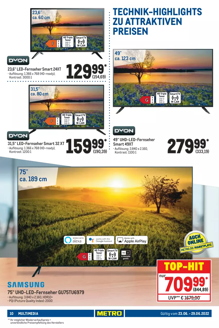 Aktueller Prospekt Metro - NonFood - von 01.06 bis 24.07.2022 - strona 10 - produkty: eis, elle, fernseher, reis, teller, Ti, top-hit, uhd