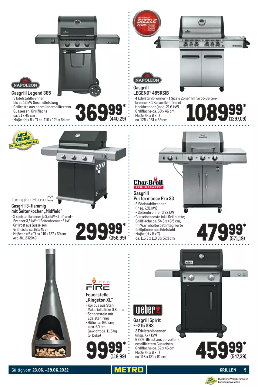 Aktueller Prospekt Metro - NonFood - von 01.06 bis 24.07.2022 - strona 9 - produkty: edelstahl, eis, elle, gasgrill, grill, grillfläche, Grillpfanne, grillplatte, grillrost, Kingston, Kocher, lamm, latte, pfanne, reis, Ria, ring, Ti