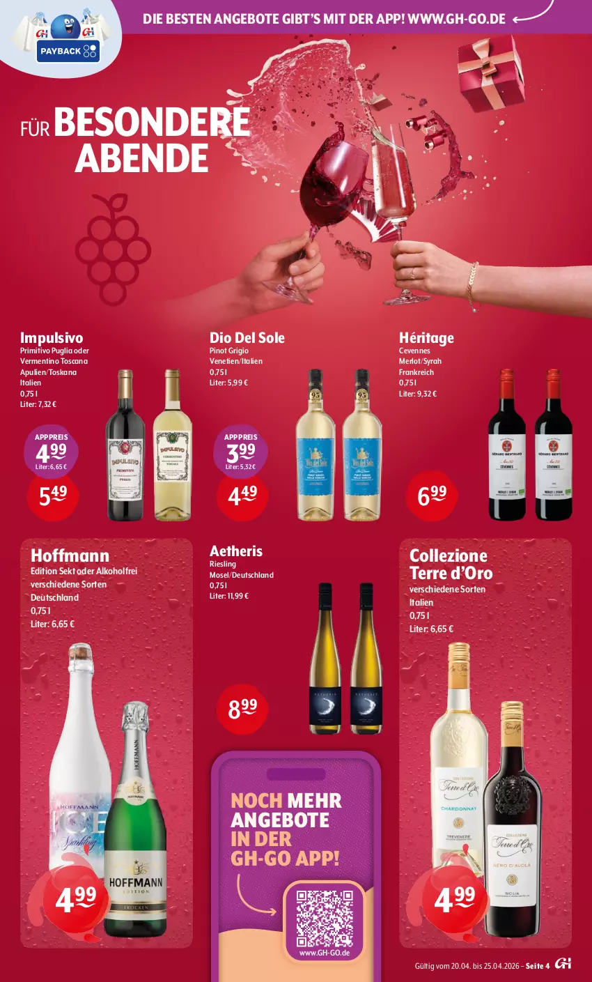 Aktueller Prospekt Getraenke Hoffmann - Prospekte - von 20.04 bis 25.04.2026 - strona 4 - produkty: alkohol, angebot, angebote, eis, merl, merlot, Pinot, pinot grigio, primitivo, reis, riesling, sekt, Ti