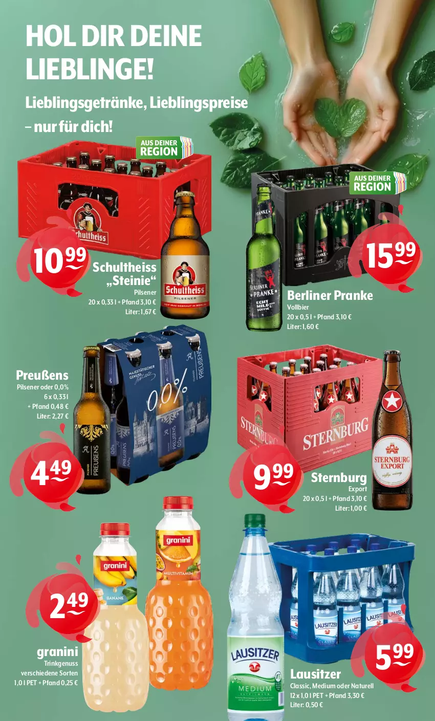 Aktueller Prospekt Getraenke Hoffmann - Prospekte - von 20.04 bis 25.04.2026 - strona 9 - produkty: berliner, bier, eis, getränk, getränke, granini, natur, nuss, pils, pilsener, reis, rel, Schultheiss, Sternburg