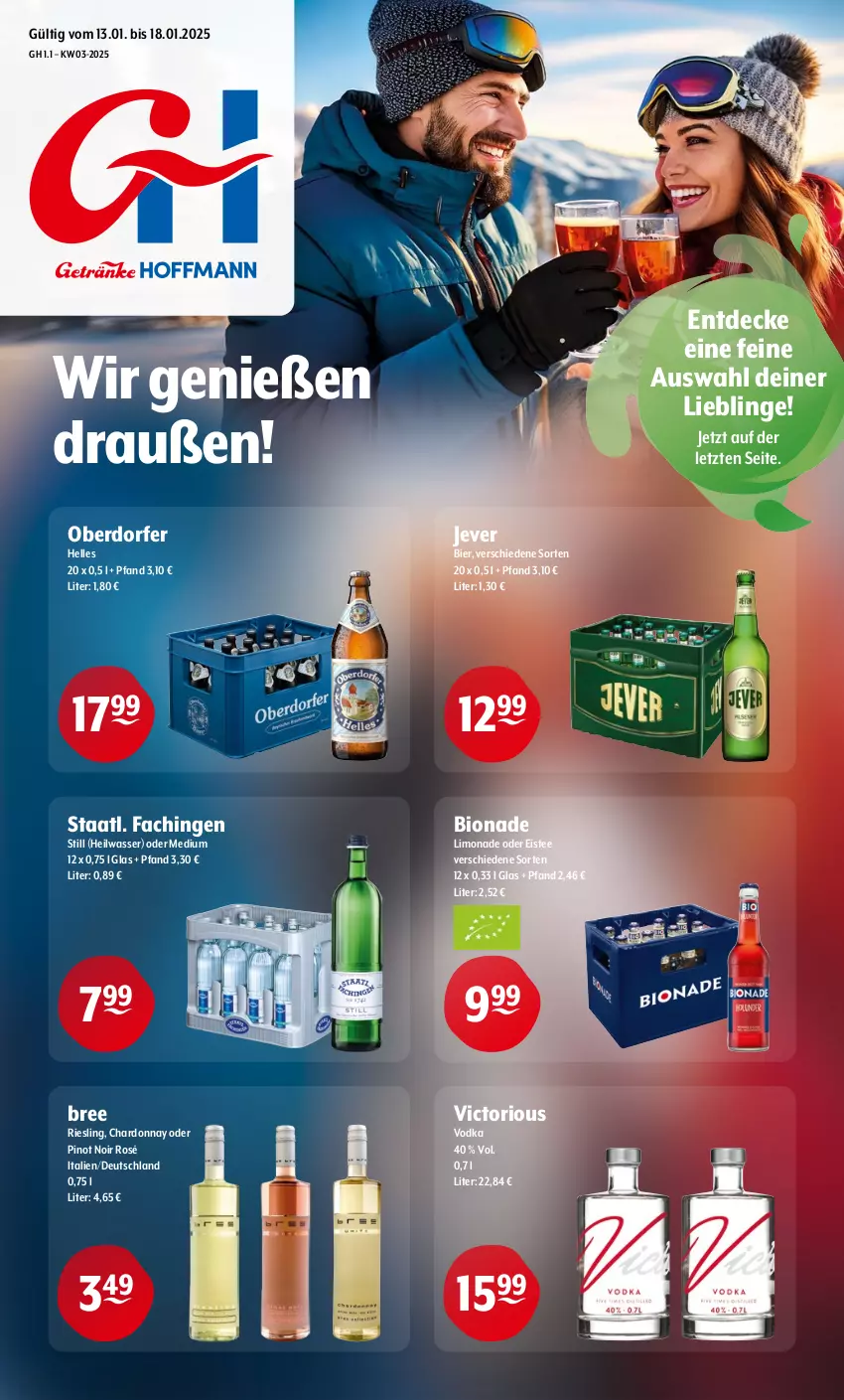 Aktueller Prospekt Getraenke Hoffmann - Prospekte - von 13.01 bis 18.01.2025 - strona 1 - produkty: bier, bio, bionade, bree, chardonnay, decke, eis, eistee, elle, jever, limo, limonade, Pinot, pinot noir, riesling, Staatl. Fachingen, tee, Ti, vodka, wasser, ZTE