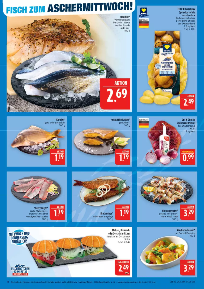 Aktueller Prospekt Marktkauf - Prospekt - von 15.02 bis 21.02.2026 - strona 14 - produkty: ackergold, auer, bismarck, brot, deka, dressing, eis, filet, filets, fisch, fleisch, kartoffel, kartoffeln, lachs, matjes, Matjesfilet, matjesfilets, natur, Räucherlachs, Räucherlachssalat, salat, Schal, Schale, speisekartoffeln, Ti