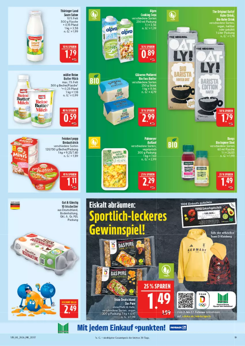 Aktueller Prospekt Marktkauf - Prospekt - von 15.02 bis 21.02.2026 - strona 19 - produkty: aufstrich, Becher, brot, brotaufstrich, butter, deka, eier, eis, feinkost, flasche, milch, Müller, Popp, reis, ring, sahne, Spiele, Ti, ZTE