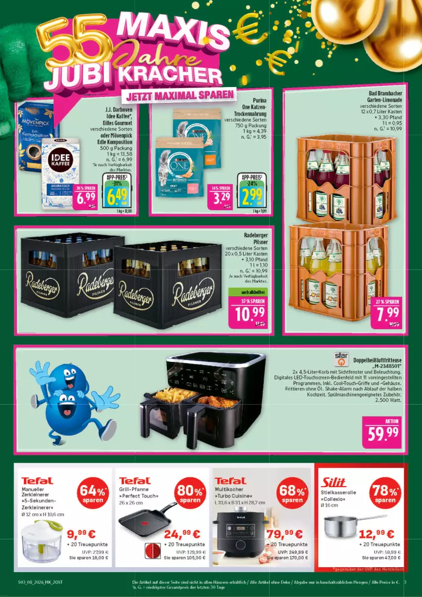 Aktueller Prospekt Marktkauf - Prospekt - von 15.02 bis 21.02.2026 - strona 3 - produkty: beleuchtung, Berger, eilles gourmet, eis, elle, fenster, fritteuse, Garten, grill, Heißluftfritteuse, Kocher, korb, leine, limo, limonade, mövenpick, Multikocher, pfanne, pils, pilsner, purina, radeberger, radeberger pilsner, reis, shake, spülmaschinen, stielkasserolle, Ti, Tiere, touchscreen, Zerkleinerer