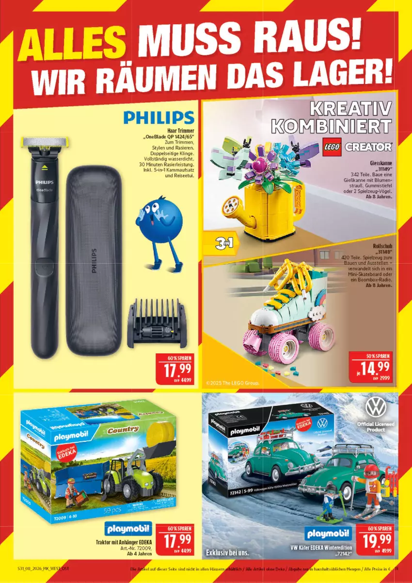 Aktueller Prospekt Marktkauf - Prospekt - von 15.02 bis 21.02.2026 - strona 31 - produkty: Anhänger, aust, Bau, blume, blumen, deka, eis, elle, Gießkanne, Gummistiefel, Radio, reis, Skateboard, spielzeug, Ti, wasser