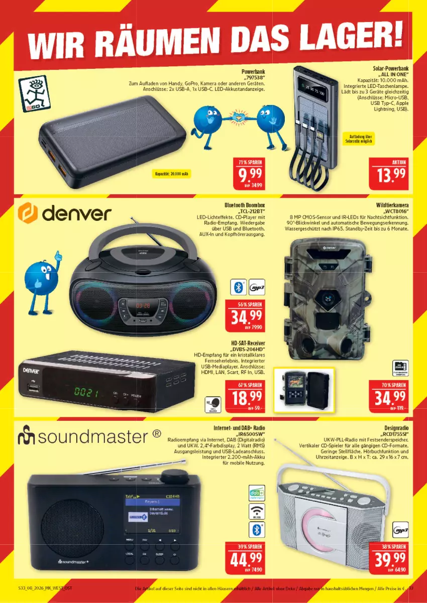 Aktueller Prospekt Marktkauf - Prospekt - von 15.02 bis 21.02.2026 - strona 33 - produkty: akku, Apple, aust, auto, Bank, buch, cmos-sensor, dvb, eis, elle, enders, fernseher, GoPro, Handy, HDMI, kamera, kopfhörer, Lampe, led-licht, leds, powerbank, Radio, Receiver, reis, ring, Spiele, Tasche, taschen, taschenlampe, Ti, tisch, uhr, usb, wasser, Wild