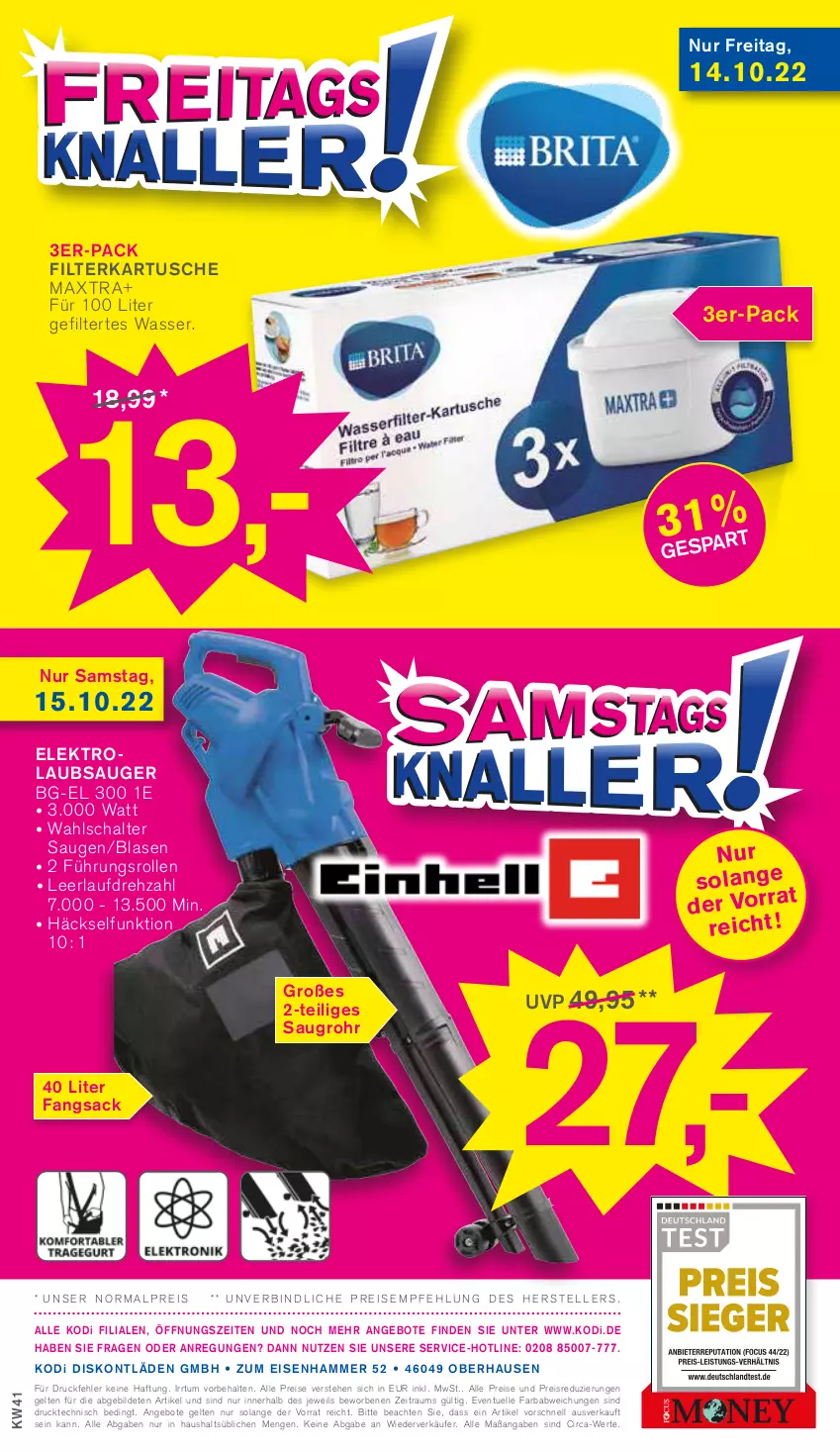 Aktueller Prospekt Kodi - Prospekte - von 08.10 bis 13.10.2022 - strona 16 - produkty: angebot, angebote, eis, Elektro, elle, Laubsauger, reis, sac, Schal, teller, Ti, wasser