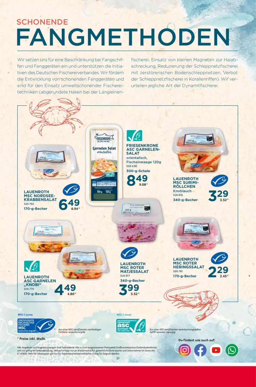 Aktueller Prospekt Selgros - Nachhaltigkeit - von 02.01 bis 22.01.2025 - strona 8 - produkty: angebot, angebote, aqua, Becher, eis, fisch, fische, Fischer, garnelen, hering, Herings, knoblauch, krone, leine, LG, matjes, Nike, Nordsee, Rauch, reis, ring, salat, Schere, Ti, Waage, WICK