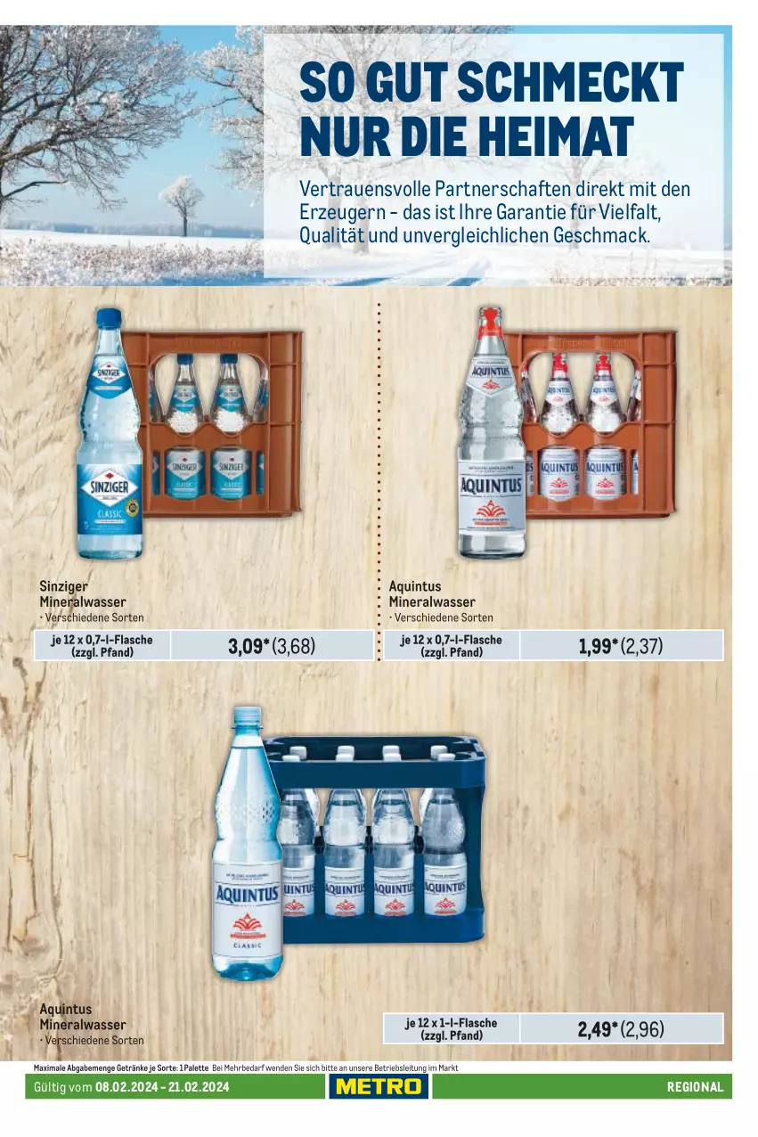 Aktueller Prospekt Metro - Regionaler Adresseinleger - von 08.02 bis 21.02.2024 - strona 23 - produkty: Alwa, flasche, getränk, getränke, mac, mineralwasser, Palette, Ti, wasser