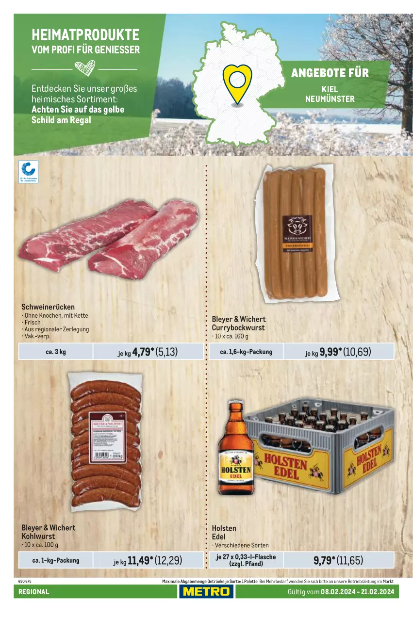 Aktueller Prospekt Metro - Regionaler Adresseinleger - von 08.02 bis 21.02.2024 - strona 30 - produkty: angebot, angebote, bley, bockwurst, curry, decke, flasche, getränk, getränke, holsten, Kette, Palette, regal, schwein, schweine, schweinerücken, Ti, wein, weine, wurst