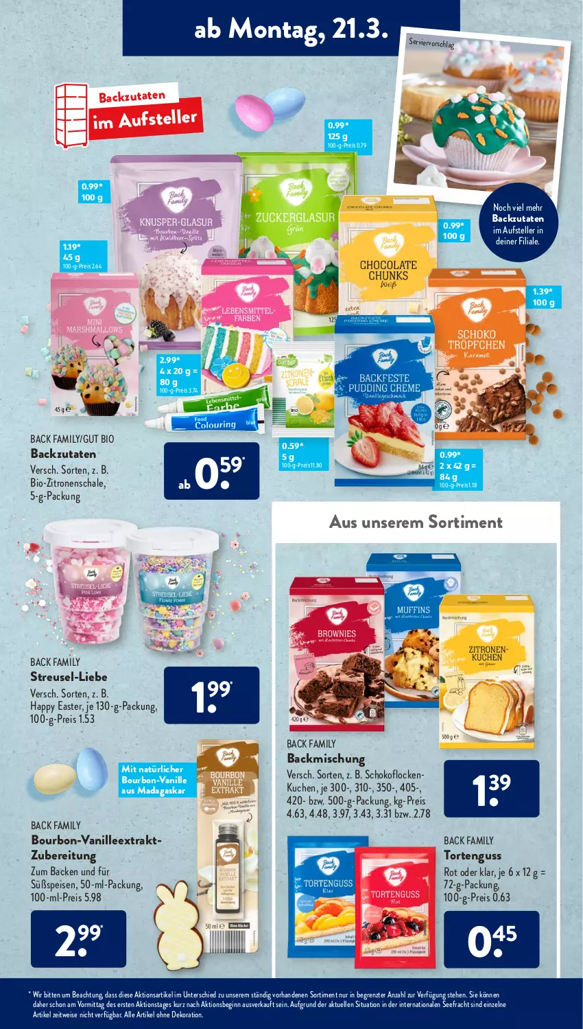 Aktueller Prospekt AldiSud - ALDI Aktuell - von 21.03 bis 26.03.2022 - strona 13 - produkty: alle artikel ohne dekoration, backmischung, bio, bio-zitronen, bourbon, dekoration, eis, elle, gin, kuchen, reis, Schal, Schale, schoko, teller, Ti, torte, tortenguss, vanille, zitrone, zitronen, ZTE