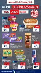 Gazetka promocyjna AldiSud - ALDI Aktuell - Gazetka - ważna od 26.03 do 26.03.2022 - strona 5 - produkty: aldi, alle artikel ohne dekoration, aqua, Becher, butter, cremissimo, dekoration, dessert, drink, ehrmann, Ehrmann Grand Dessert, eis, energy drink, erfrischungsgetränk, fisch, getränk, gin, irische butter, je 250-g-packung, kaffee, kerrygold, langnese, langnese cremissimo, löslicher kaffee, milka, Nescafé, oreo, red bull, reis, salz, schoko, schokolade, schokoladen, sim, Ti, ZTE