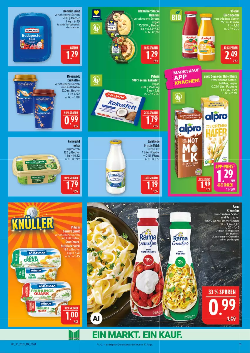 Aktueller Prospekt Marktkauf - Prospekt - von 16.08 bis 22.08.2026 - strona 15 - produkty: Becher, Cap, eis, flasche, frische milch, homann, kerrygold, milch, mövenpick, quark, rama, reis, salat, salz, ZTE