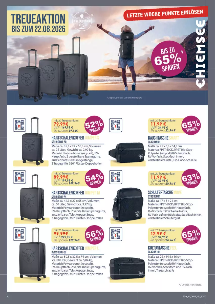 Aktueller Prospekt Marktkauf - Prospekt - von 16.08 bis 22.08.2026 - strona 30 - produkty: Bau, Bona, Hartschalenkoffer, koffer, Ria, Schal, Schale, schultergurt, Schultertasche, Tasche, Teleskop, Ti, tragegriff