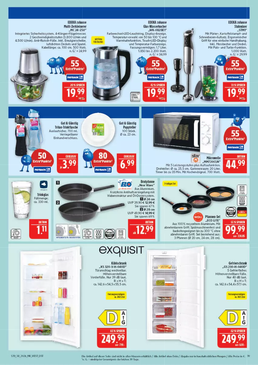 Aktueller Prospekt Marktkauf - Prospekt - von 16.08 bis 22.08.2026 - strona 39 - produkty: aust, Becher, bratpfanne, decke, Deckel, deka, eis, elle, flasche, gefrierschrank, glas-wasserkocher, kartoffel, Kocher, kühlschrank, leine, LG, Messbecher, messer, mikrowelle, Mixer, pfanne, pfannen, pfannen-set, reis, riegel, ring, Schneebesen, Schrank, Signal, spülmaschinen, stabmixer, teller, Ti, timer, trinkflasche, türanschlag wechselbar, wasser, wasserkocher, Zerkleinerer, ZTE