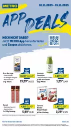 Gazetka promocyjna Metro - App-Deals - Gazetka - ważna od 15.11 do 15.11.2025 - strona 1 - produkty: abholpreise, angebot, angebote, coupon, duplo, eis, ferrero, flasche, hering, ilag, Innocent, Kinder, kinder riegel, knoblauch, Metro, Rauch, reis, riegel, ring, rwe, Schal, Schale, schnitten, smoothie, Sucuk, Ti, wurst