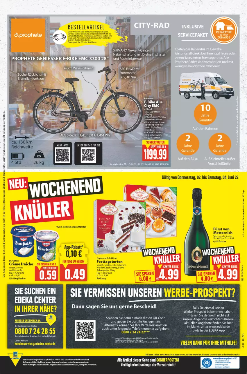 Aktueller Prospekt E Center - Angebote der Woche - von 30.05 bis 04.06.2022 - strona 20 - produkty: aeg, akku, angebot, angebote, Becher, beko, beleuchtung, braun, burger, coppenrath, creme, deka, Dr. Oetker, drehgriffschalter, E-Bike, eis, elle, ente, flasche, fürst von metternich, hamburger, kirsch, latte, LG, Liege, Mett, metternich, mit drehgriffschalter, papier, reis, sahne, Schal, sekt, shimano, tee, telefon, Ti, torte, uhr, ZTE