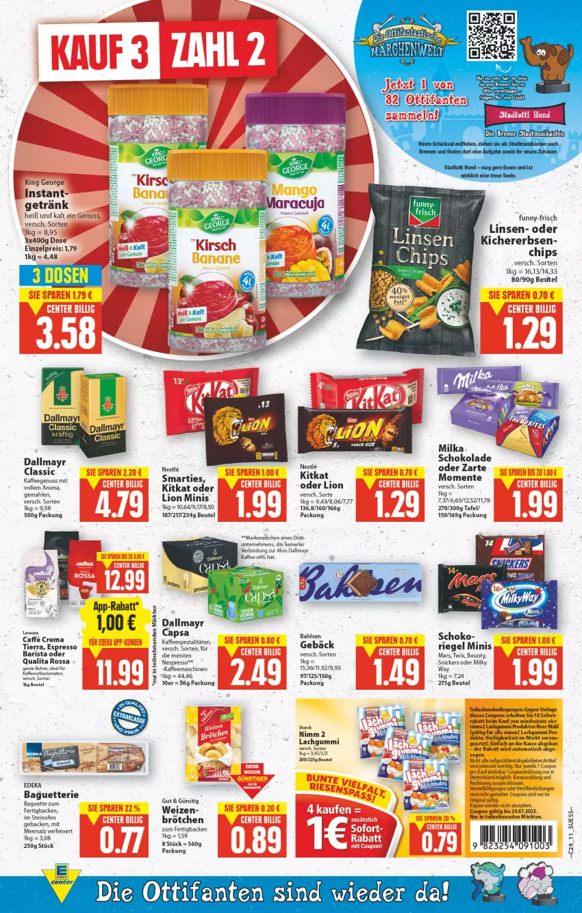 Aktueller Prospekt E Center - Angebote der Woche - von 18.07 bis 23.07.2022 - strona 10 - produkty: auto, baguette, bahlsen, beutel, bohne, bounty, brötchen, caffe, chips, coupon, coupons, dallmayr, deka, eis, ente, erbsen, erde, espresso, funny-frisch, geback, getränk, gin, kaffee, kaffeegenuss, kaffeemaschine, kaffeespezialitäten, kaffeevollautomat, kaffeevollautomaten, kichererbsen, kitkat, lachgummi, lavazza, linsen, lion, mars, meersalz, nespresso, Nimm 2, nimm2, nuss, Ofen, reis, riegel, salz, schoko, schokolade, smarties, snickers, Spezi, steinofen, storck, tee, Ti, tisch, tomate, tomaten, twix, vollautomaten