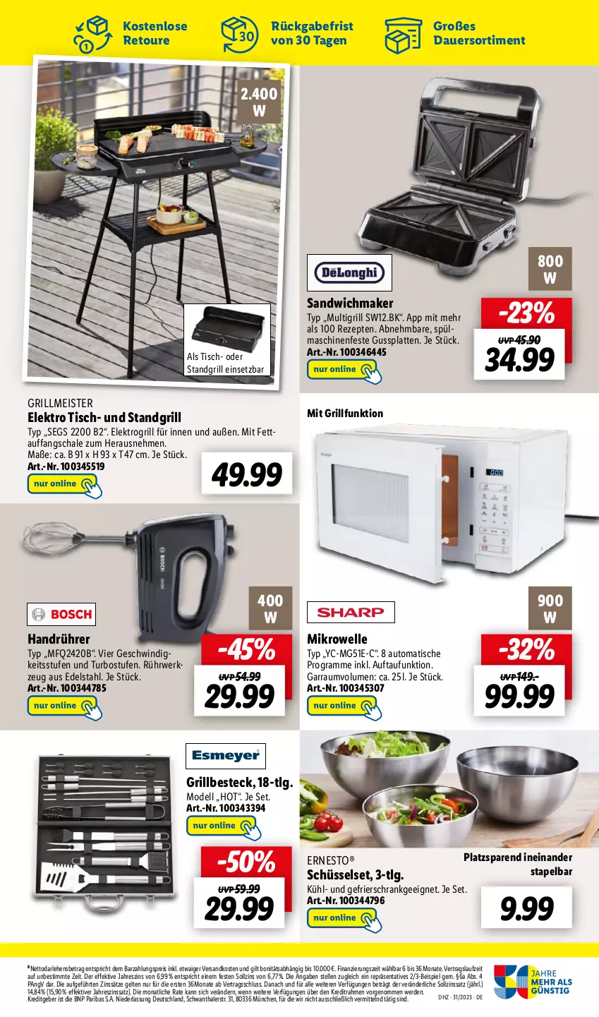 Aktueller Prospekt Lidl - Aktionsprospekt - von 31.07 bis 05.08.2023 - strona 33 - produkty: auer, auto, besteck, dell, edelstahl, eis, Elektro, elle, erde, ernesto, garraum, gefrierschrank, grill, latte, LG, Meister, mikrowelle, Mode, ndk, reis, rezept, rezepte, rwe, sandwich, Schal, Schale, Schrank, schüssel, spülmaschinen, standgrill, Ti, tisch, werkzeug