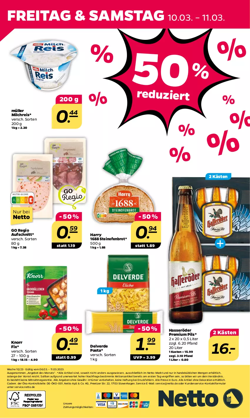 Aktueller Prospekt Netto - Woche 10 - von 06.03 bis 11.03.2023 - strona 28 - produkty: alle artikel ohne dekoration, angebot, aufschnitt, brot, dekoration, eis, elle, erde, hasseröder, knorr, knorr fix, milch, milchreis, Müller, Ofen, pasta, pils, premium pils, reis, steinofen, Ti