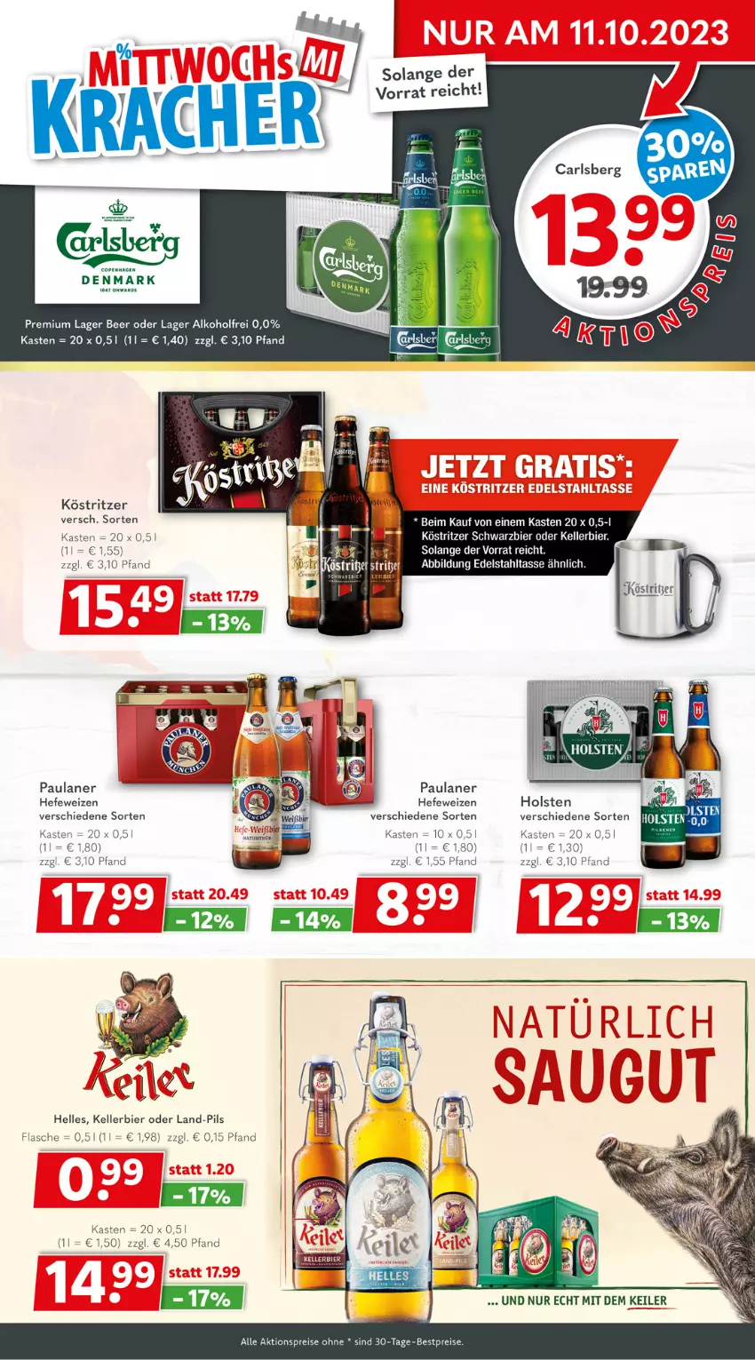 Aktueller Prospekt Getraenkeland - von 02.10 bis 14.10.2023 - strona 3 - produkty: aktionspreis, alkohol, bestpreis, bestpreise, bier, carlsberg, edelstahl, eis, elle, flasche, Hefe, hefeweizen, holsten, kellerbier, köstritzer, Paula, paulaner, pils, reis, tasse, tee, Ti