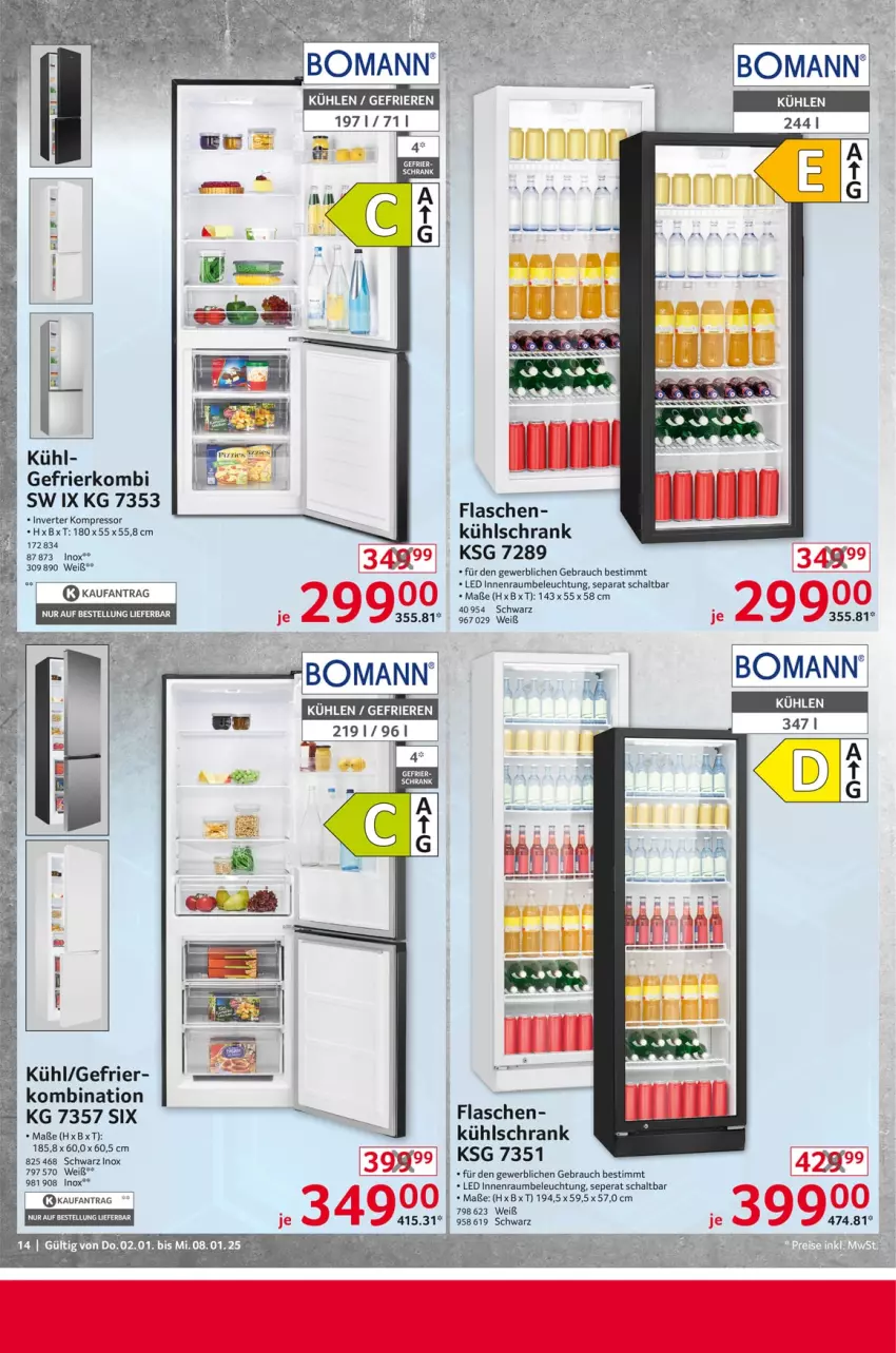 Aktueller Prospekt Selgros - Non Food - von 02.01 bis 08.01.2025 - strona 14 - produkty: beleuchtung, bomann, elle, flasche, kompressor, kühlschrank, Rauch, Schal, Schrank, Ti