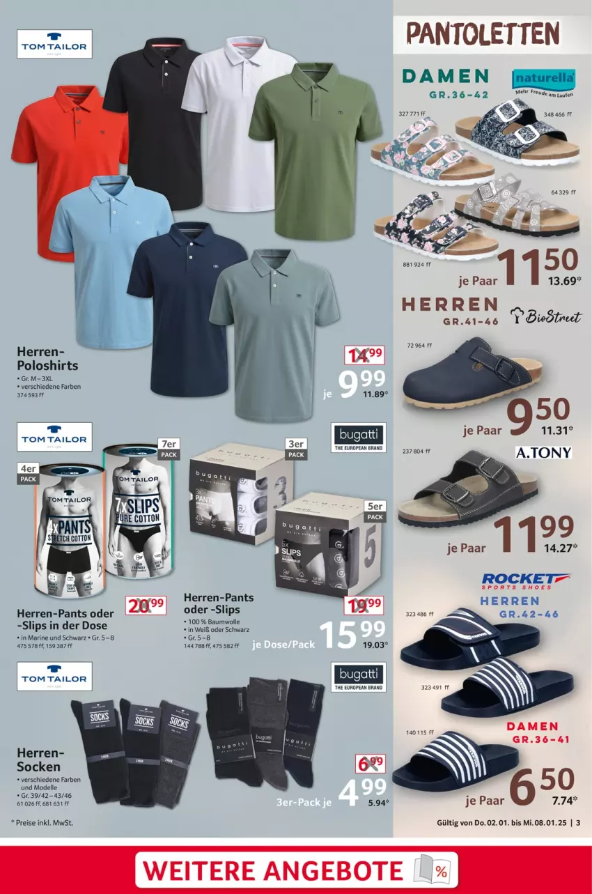 Aktueller Prospekt Selgros - Non Food - von 02.01 bis 08.01.2025 - strona 3 - produkty: Bau, baumwolle, bugatti, dell, eis, elle, herren-pants, Mode, pantolette, pantoletten, Pants, poloshirt, reis, shirt, shirts, slip, slips, socken, Ti, tom tailor, wolle