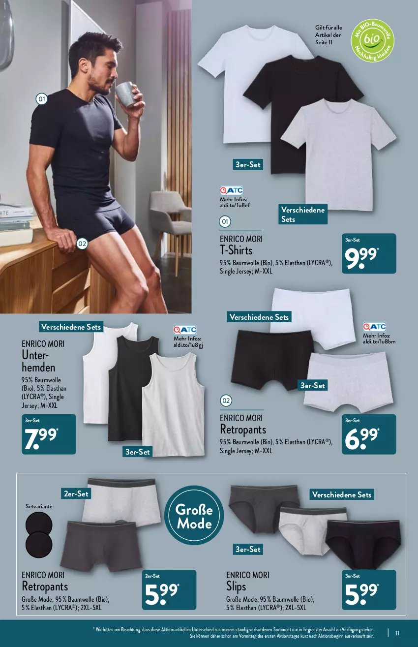 Aktueller Prospekt Aldi Nord - Aldi-Vorschau - von 17.01 bis 22.01.2022 - strona 11 - produkty: aldi, Bau, baumwolle, bio, gin, hemd, hemden, Mode, Pants, Retropants, Ria, shirt, shirts, slip, slips, T-Shirt, Ti, wolle, ZTE