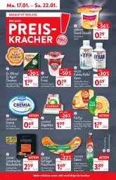 Gazetka promocyjna Aldi Nord - Aldi-Vorschau - Gazetka - ważna od 22.01 do 22.01.2022 - strona 6 - produkty: albray, aldi, aus der tiefkühlung, Ayran, Becher, buch, burger, chaumes, chavroux, dessert, ehrmann, Ehrmann Grand Dessert, eis, flasche, fleisch, fleischwurst, fol epi, frischkäse, froop, frucht, Geflügel, gin, gutfried, Holz, joghur, joghurt, Käse, Kefir, kracher, lachs, Müller, müller froop, Räucherlachs, reis, salami, salz, schnittkäse, schott, schwein, schweine, schweinefleisch, St. Albray, Ti, tisch, wasser, wein, weine, wurst, ziegenkäse