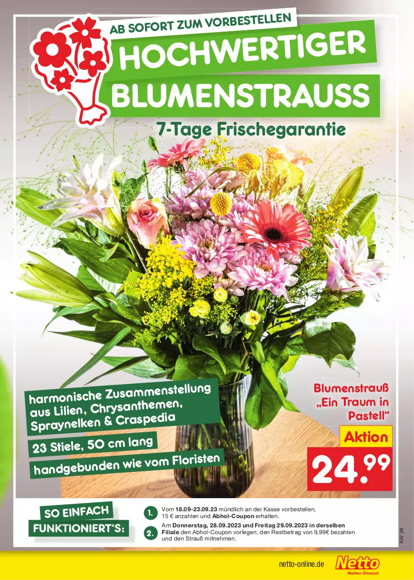 Aktueller Prospekt Netto Marken-Discount - Filial-Angebote - von 18.09 bis 23.09.2023 - strona 13 - produkty: blume, blumen, Blumenstrauß, coupon, elle, Ti