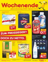 Gazetka promocyjna Netto Marken-Discount - Filial-Angebote - Gazetka - ważna od 23.09 do 23.09.2023 - strona 37 - produkty: Alwa, angebot, barilla, bestpreis, dallmayr, eintopf, eis, erasco, ferrero, flasche, glasflasche, kaffee, milch, Milchschnitte, mineralwasser, Müller, müllermilch, pasta, reis, Ti, topf, wasser, ZTE