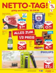 Gazetka promocyjna Netto Marken-Discount - Filial-Angebote - Gazetka - ważna od 23.09 do 23.09.2023 - strona 45 - produkty: angebot, axe, bestpreis, eis, fleisch, Haxe, kaffee, kondensmilch, milch, reis, rotkäppchen, schwein, schweine, sekt, senseo, Ti, wasser, wein, weine, ZTE