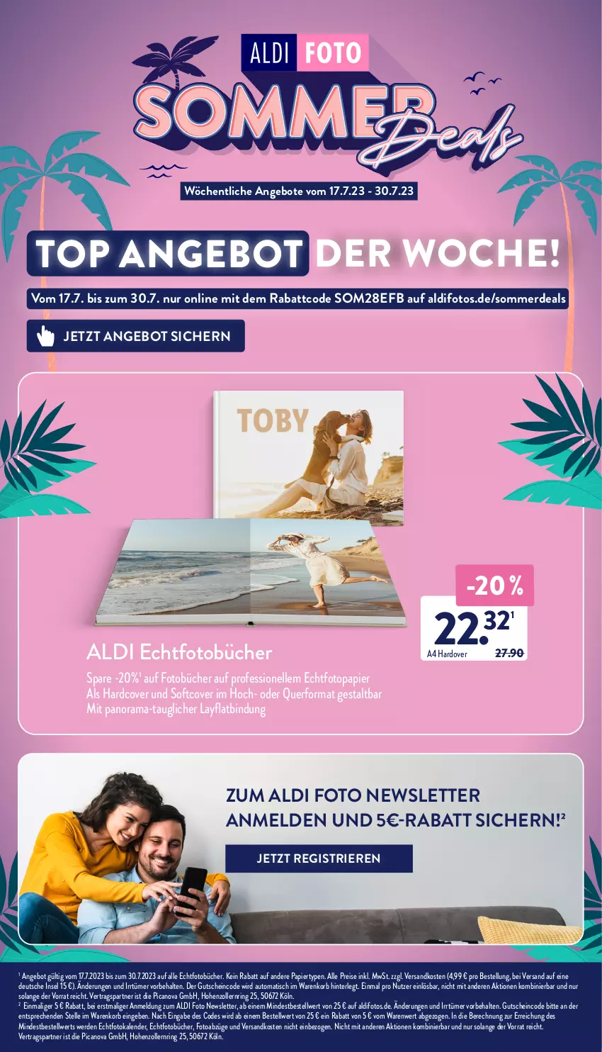 Aktueller Prospekt Aldi Nord - Von Montag - von 24.07 bis 29.07.2023 - strona 38 - produkty: aldi, angebot, angebote, auto, dove, eis, elle, erde, Fotokalender, gutschein, korb, ndk, papier, rama, reis, ring, Ti, tisch