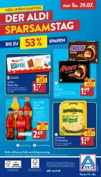 Gazetka promocyjna Aldi Nord - Von Montag - Gazetka - ważna od 29.07 do 29.07.2023 - strona 37 - produkty: aldi, aus der tiefkühlung, auto, coca-cola, cola, eis, Eisriegel, elle, erfrischungsgetränk, fanta, ferrero, flasche, getränk, Käse, keks, kekse, Kinder, leerdammer, magazin, mars, Mezzo Mix, milch, papier, riegel, schoko, schokolade, telefon, teller, Ti, vollmilch, ZTE, zucker