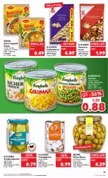 Gazetka promocyjna Kaufland - Gazetka - ważna od 31.08 do 31.08.2022 - strona 37 - produkty: angebot, angebote, beutel, bonduelle, Cashew, cashewkerne, champignon, champignons, elle, grüne oliven, gurke, gurken, maggi, natur, nuss, olive, oliven, Paranusskerne, sandwich, suppe, teller, Ti