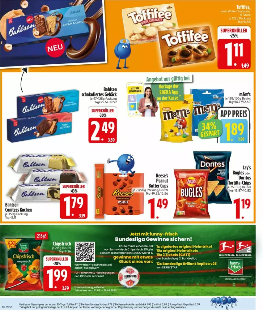 Aktueller Prospekt Edeka - Prospekte - von 22.09 bis 27.09.2025 - strona 10 - produkty: angebot, bahlsen, beutel, butter, comtess, comtess kuchen, deka, eier, funny-frisch, gin, kuchen, Reese's, schoko, Ti, toffifee, Trikot, ZTE